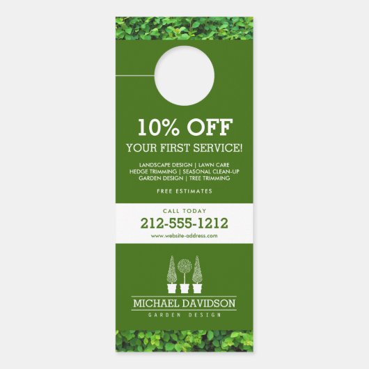 Topiary Trio Gardener Landscaping Green/White Türanhänger (Vorderseite)