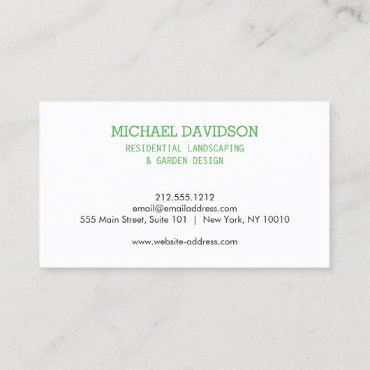 Topiary Trio Gardener Landscaping Helle Green Visitenkarte (Rückseite)