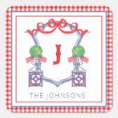 Topiary Wappen Quadratischer Aufkleber (Vorderseite)