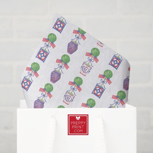 Topiary Watercolor Patriotic American Flag Seidenpapier