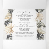 Topical Chic Beach Wedding Tri-Fold Dreifach Gefaltete Einladung (Innenseite Mitte)