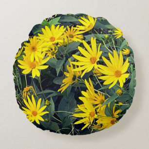 Topinambur-Blüten Rundes Kissen