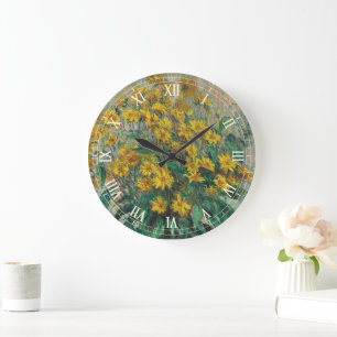 Topinamburblüten von Claude Monet Große Wanduhr