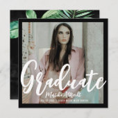 Topische Blätter | Grün und Schwarz | FOTO ABSCHLU Einladung (Vorne/Hinten)