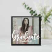 Topische Blätter | Grün und Schwarz | FOTO ABSCHLU Einladung (Stehend Vorderseite)