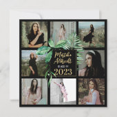 Topische Blätter | Grün und Schwarz | FOTO ABSCHLU Einladung (Vorderseite)