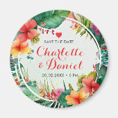 Topisches Blumenkraut | Hochzeit | SAVE THE DATE Magnet (Vorne)