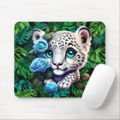 Topisches Weißes Leopardjunge Mousepad (Mit Mouse)