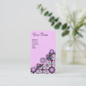 TOPKAPI,DAMASK-FLORALPINK LILA SCHWARZE BLUME VISITENKARTE (Stehend Vorderseite)