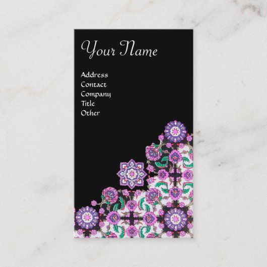 TOPKAPI, FLORAL DAMASK PINK SCHWARZE DAMASK-BLUME VISITENKARTE (Vorderseite)