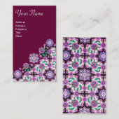 TOPKAPI, FLORALPINK GRÜNE ORIENTALE BLUME Lila Visitenkarte (Vorne/Hinten)