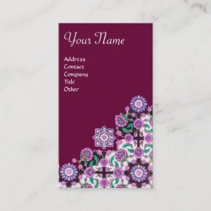 TOPKAPI, FLORALPINK GRÜNE ORIENTALE BLUME Lila Visitenkarte