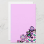 TOPKAPI / Lila grüne BlumenDamaskus Briefpapier (Vorne/Hinten)