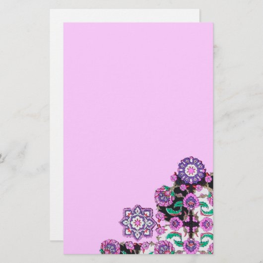 TOPKAPI / Lila grüne BlumenDamaskus Briefpapier (Vorne/Hinten)