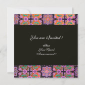 TOPKAPI ORANGE BLACK PINK DAMASK MONOGRAMM gelb Einladung (Rückseite)