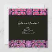 TOPKAPI RED BLACK PINK DAMASK MONOGRAMM grün Einladung (Rückseite)