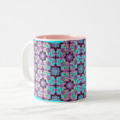 TOPKAPI, schwarz und blau, lila, grün, rosa Zweifarbige Tasse (Vorderseite Links)