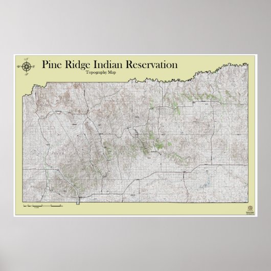 Topografie der Pine Ridge Reservierung Poster (Vorne)