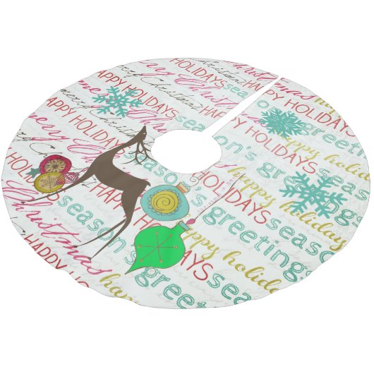 Topografie Hirschschmuck Holiday Tree Skirt Polyester Weihnachtsbaumdecke (Schrägansicht)