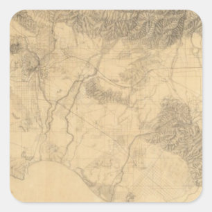Topografie Los Angeles und San Bernardino Quadratischer Aufkleber