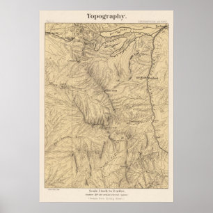 Topografie TruckeeDonner-Pass-Region, Kalifornien Poster