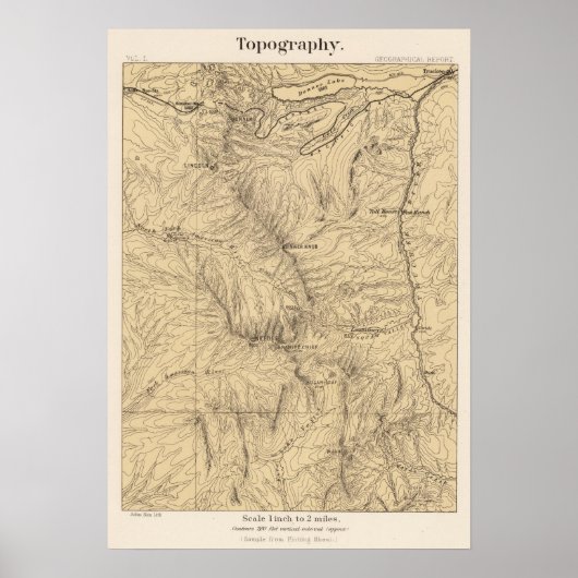 Topografie TruckeeDonner-Pass-Region, Kalifornien Poster (Vorne)