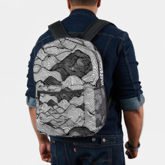 Topografische Berge Bedruckter Rucksack
