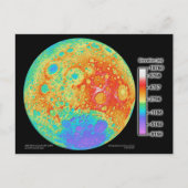 Topografische Farbkarte der Mondoberfläche Postkarte (Vorderseite)