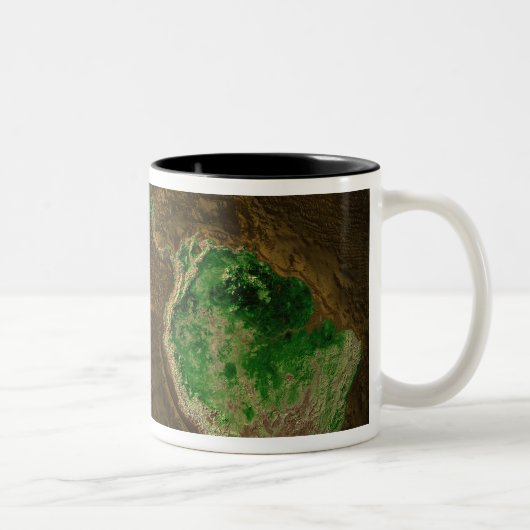 Topografische Karte der Erde Zweifarbige Tasse (Rechts)