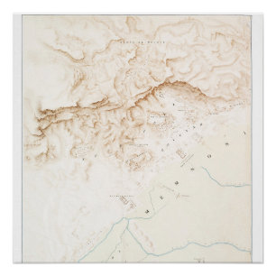 Topografische Karte der Ruinen des Posters Thebes Poster