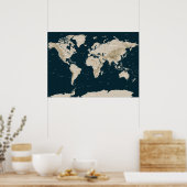 Topografische Karte der Welt in Tan Poster (Küche)