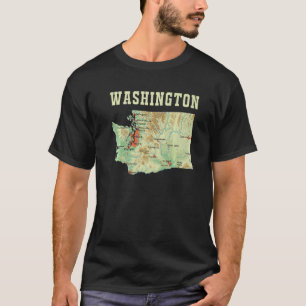 Topografische Karte der wichtigsten Städte des Was T-Shirt