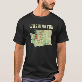 Topografische Karte der wichtigsten Städte des Was T-Shirt