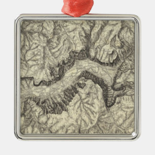 Topografische Karte des Yosemite-Tals Ornament Aus Metall