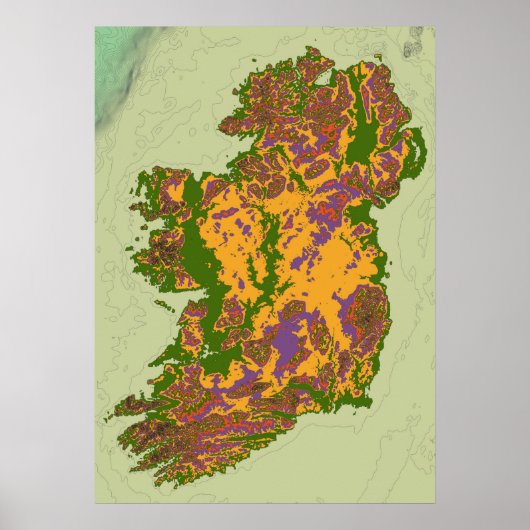 Topografische Karte Irland Poster (Vorne)