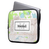 Topografische Karte mit Ihrem Namen und Monogramm Laptopschutzhülle (Vorderseite Links)