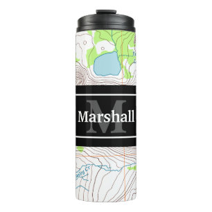 Topografische Karte mit Ihrem Namen und Monogramm Thermosbecher