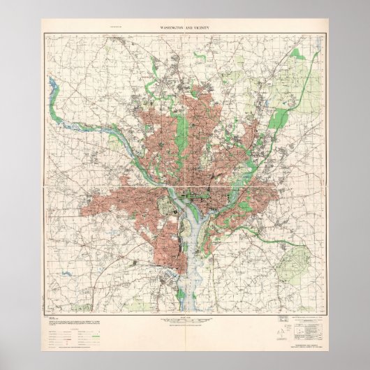 Topografische Karte von Washington, D.C. 1953 Poster (Vorne)