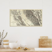 Topografische Karte Zentralkaliforniens Poster (Küche)