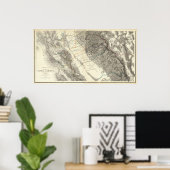 Topografische Karte Zentralkaliforniens Poster (Heimbüro)