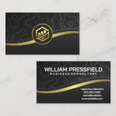 Topografische Linien | Gold Black Sleek Visitenkarte (Vorne/Hinten)