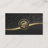 Topografische Linien | Gold Black Sleek Visitenkarte (Vorderseite)