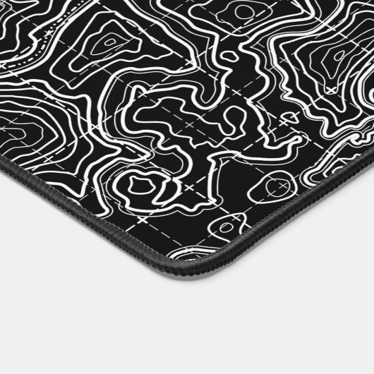 Topografische Schreibtischmatte in Schwarz/Weiß, x (Ecke)