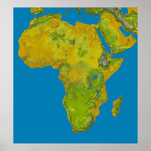 Topografische Sicht Afrikas Poster (Vorne)