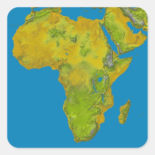 Topografische Sicht Afrikas Quadratischer Aufkleber (Vorderseite)