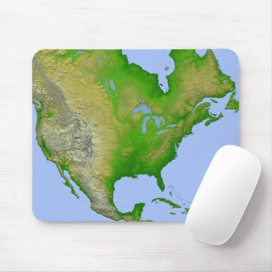Topografische Sicht Nordamerikas Mousepad (Mit Mouse)