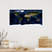 Topografische und bathymetrische Schattierung der Poster (Küche)