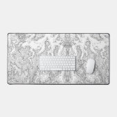 Topografische, weiße Maus-Pad groß, Gaming Schreibtischunterlage (Tastatur & Maus)