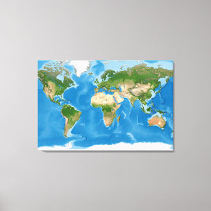Topografische Weltkarte Erde Illustration Leinwanddruck