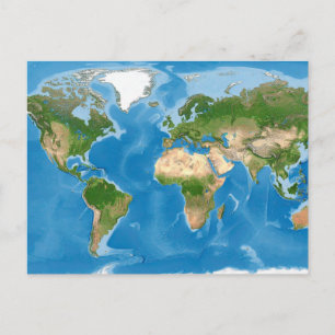 Topografische Weltkarte Erdillustration Feiertagspostkarte
